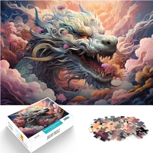 1000-teiliges Puzzle, Chinesischer Drache am Himmel, Puzzles aus Holz für 12-Jährige, Denksportspiel, Größe: 50 x 75 cm von LXQING