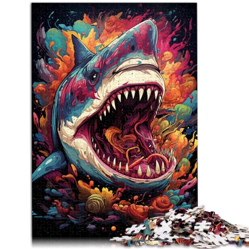 1000-teiliges Puzzle, Die farbenfrohe Psychedelia der Hai-Mythologie, Puzzles für 12-Jährige, Holzpuzzles für Erwachsene, Denksport-Puzzle, Größe: 50 x 75 cm von LXQING