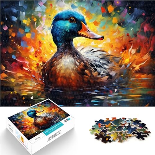 1000-teiliges Puzzle, Ente zum Ausmalen, für Erwachsene und Kinder, Holzpuzzle, Stressabbau, Größe: 50 x 75 cm von LXQING