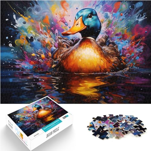 1000-teiliges Puzzle, Ente zum Ausmalen, für Erwachsene und Kinder, Holzpuzzle, entspannendes geistiges Lernspielzeug, Größe: 50 x 75 cm von LXQING