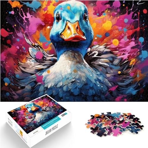 1000-teiliges Puzzle, Ente zum Ausmalen, für Erwachsene und Kinder ab 12 Jahren, Holzpuzzle, Lernspiel, Herausforderungsspielzeug, Größe: 50 x 75 cm von LXQING