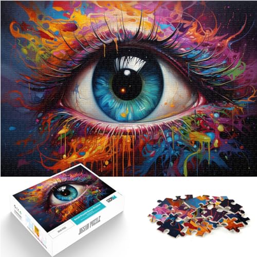 1000-teiliges Puzzle, Fantasie-Augen zum Ausmalen, für Erwachsene und Kinder, Holzpuzzle, Lernpuzzle, Familienspiel, Größe: 50 x 75 cm von LXQING