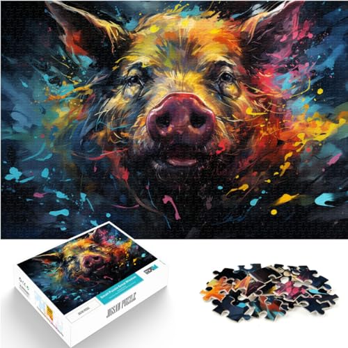 1000-teiliges Puzzle, Fantasie-Schweinezeichnung, für Erwachsene und Kinder ab 12 Jahren, Holzpuzzle, Puzzle-Geschenk für Erwachsene, Größe: 50 x 75 cm von LXQING