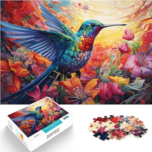 1000-teiliges Puzzle, Fantasievoller bunter Kolibri, Holzpuzzle für Erwachsene und Kinder, Denkspiel, Größe: 50 x 75 cm von LXQING