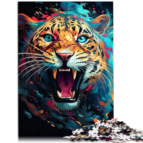 1000-teiliges Puzzle, Fantasievoller bunter Leopard, Puzzle aus Holz für 12-Jährige, tolles Geschenk für Erwachsene, Größe: 50 x 75 cm von LXQING