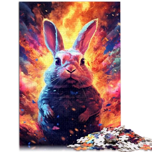 1000-teiliges Puzzle, Farbiges Kaninchen, für Erwachsene und Kinder ab 12 Jahren, Holzpuzzle, Denkspiel, Größe: 50 x 75 cm von LXQING
