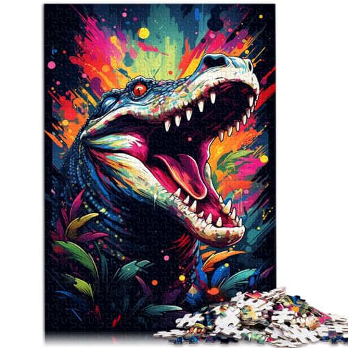 1000-teiliges Puzzle, Farbiges Krokodil, Puzzles für 12-Jährige, Holzpuzzles, Tolles Geschenk für Erwachsene, Größe: 50 x 75 cm von LXQING