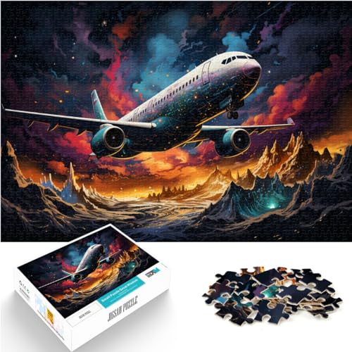 1000-teiliges Puzzle, Flugzeug im farbigen Himmel, für Teenager und Kinder, Holzpuzzle, Denkspiel, Größe: 50 x 75 cm von LXQING