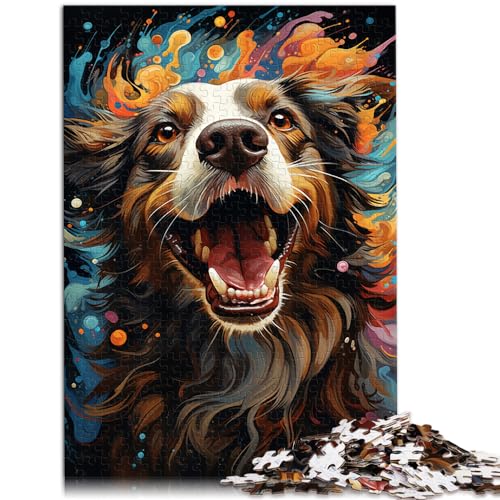 1000-teiliges Puzzle, Hund zum Ausmalen, Holzpuzzle für Erwachsene und Kinder, tolles Geschenk für Erwachsene, Größe: 50 x 75 cm von LXQING