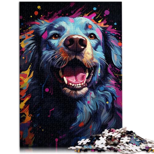 1000-teiliges Puzzle, Hund zum Ausmalen, für Erwachsene und Kinder, Holzpuzzle, entspannendes geistiges Lernspielzeug, Größe: 50 x 75 cm von LXQING