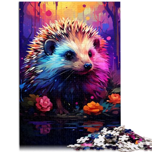 1000-teiliges Puzzle, Igel zum Ausmalen, für Erwachsene und Kinder ab 12 Jahren, Holzpuzzle, als Geschenk für die ganze Familie und die, Größe: 50 x 75 cm von LXQING