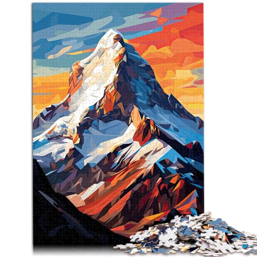 1000-teiliges Puzzle, Pop-Art-Berge, für Erwachsene und Kinder ab 12 Jahren, Holzpuzzle, schwieriges, hartes Puzzle für Frauen und Männer, Größe: 50 x 75 cm von LXQING