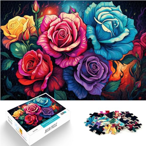 1000-teiliges Puzzle, Rose, Holzpuzzle für Erwachsene und Kinder, Entspannungspuzzlespiele, Größe: 50 x 75 cm von LXQING