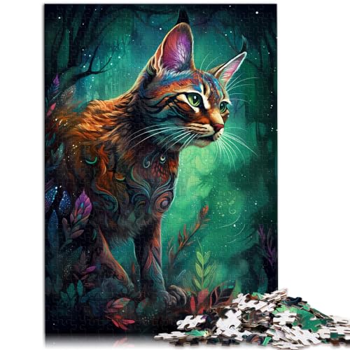 1000-teiliges Puzzle, Savannah Cat Sorcery, Puzzles für 12-Jährige, Holzpuzzles für Erwachsene, Heimkunstdekor, Größe: 50 x 75 cm von LXQING