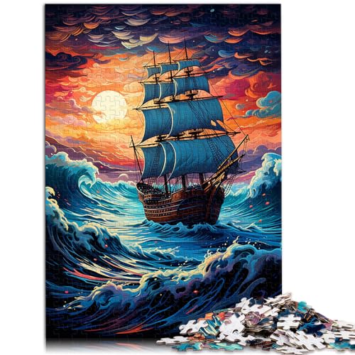 1000-teiliges Puzzle, Segelboot bei Sonnenuntergang, für Erwachsene und Familien, Holzpuzzle, gutes Geschenk für Erwachsene und Kinder, Größe: 50 x 75 cm von LXQING