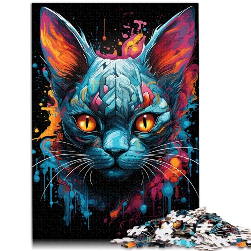 1000-teiliges Puzzle, Sphinx, psychedelisch, farbenfroh, psychedelisch, geeignet für Erwachsene und Kinder ab 12 Jahren, Holzpuzzle, tolles Geschenk für Erwachsene, Größe: 50 x 75 cm von LXQING