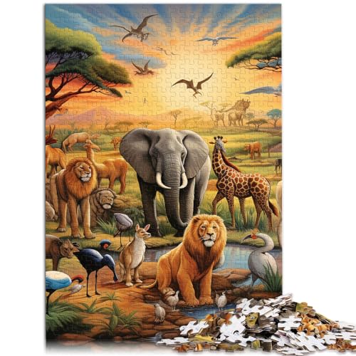 1000-teiliges Puzzle, afrikanische Tiere, für Erwachsene und Kinder ab 12 Jahren, Holzpuzzle, Denkspiel, Größe: 50 x 75 cm von LXQING