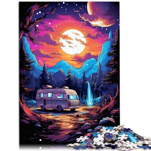 1000-teiliges Puzzle, buntes Auto bei Nacht, für Erwachsene und Kinder ab 12 Jahren, Holzpuzzle, Denkspiel, Größe: 50 x 75 cm von LXQING