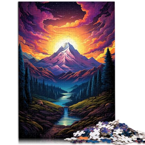 1000-teiliges Puzzle, farbenfrohe, psychedelische Berglandschaft, für Erwachsene und Kinder ab 12 Jahren, Holzpuzzle, Denkspiel, Spielzeug, Größe: 50 x 75 cm von LXQING