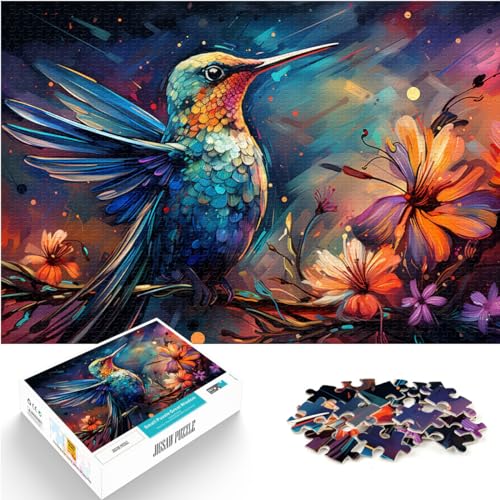 1000-teiliges Puzzle, farbenfrohe Kunst zum Malen von Kolibris, Holzpuzzle als Geschenk für Erwachsene, anspruchsvolles Puzzle für Familienspiele, Größe: 50 x 75 cm von LXQING