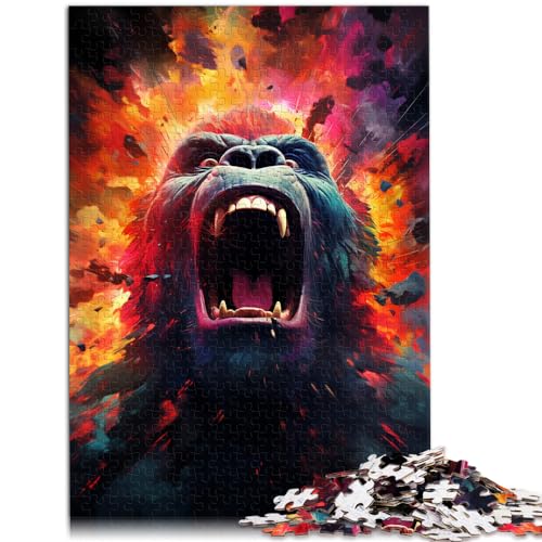 1000-teiliges Puzzle, farbenfrohe Psychedelie des Sternenhimmel-Gorillas, für Teenager und Kinder, Holzpuzzle für Erwachsene, Denkspiel, Größe: 50 x 75 cm von LXQING