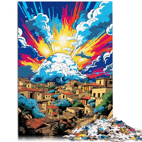 1000-teiliges Puzzle, farbenfrohe psychedelische Landschaft, für Erwachsene und Kinder ab 12 Jahren, Holzpuzzle, Spielzeug, Denkspiel, Größe: 50 x 75 cm von LXQING