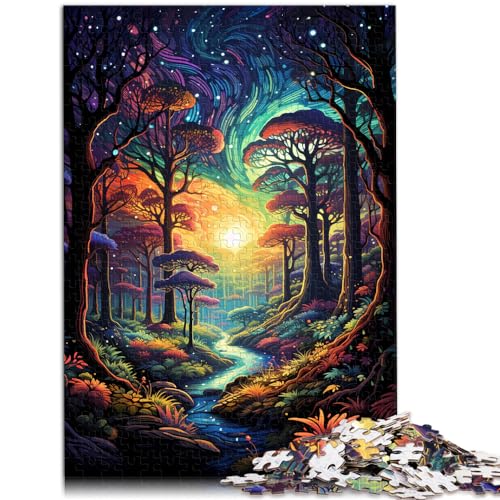 1000-teiliges Puzzle, farbenfrohe psychedelische Nacht, geeignet für Erwachsene und Kinder ab 12 Jahren, Holzpuzzle, Denkspiel, Größe: 50 x 75 cm von LXQING