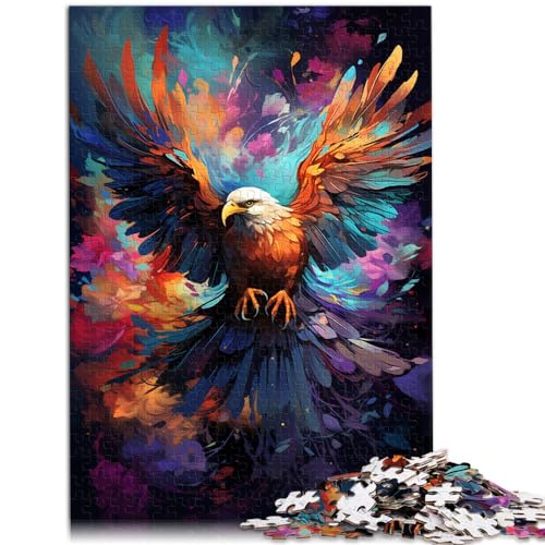 1000-teiliges Puzzle, farbenfroher Psychedelischer Adler, für Erwachsene und Kinder ab 12 Jahren, Holzpuzzle, Denkspiel, Spielzeug, Größe: 50 x 75 cm von LXQING