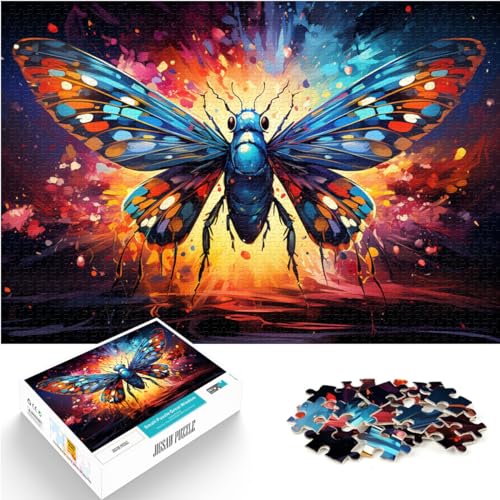 1000-teiliges Puzzle, farbenfroher Psychedelischer Schmetterling am Sternenhimmel, geeignet für Erwachsene und Jugendliche ab 12 Jahren, lustiges Familienspiel, Größe: 50 x 75 cm von LXQING