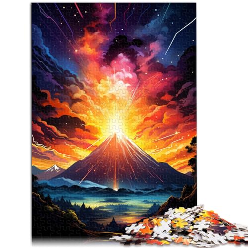 1000-teiliges Puzzle, farbenfroher Psychedelischer Vulkanausbruch, für Erwachsene und Kinder ab 12 Jahren, Holzpuzzle, Denkspiel, Spielzeug, Größe: 50 x 75 cm von LXQING