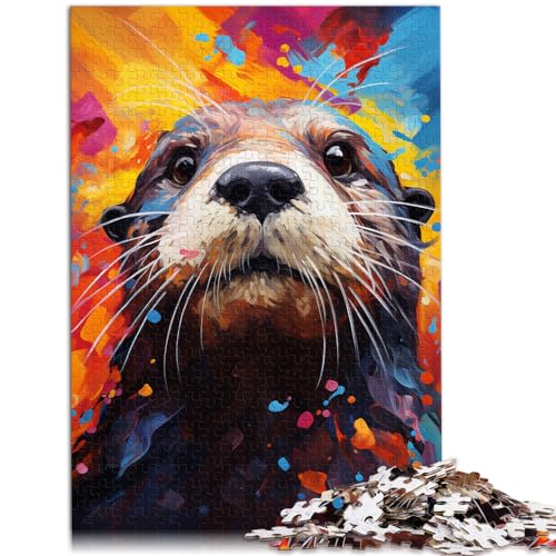 1000-teiliges Puzzle, farbenfroher Seeotter malen, für Erwachsene und Kinder ab 12 Jahren, Holzpuzzle, Denkspiel, Spielzeug, Größe: 50 x 75 cm von LXQING