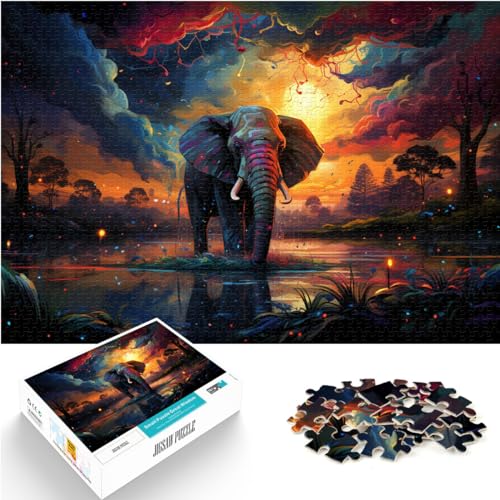 1000-teiliges Puzzle, farbenfrohes Elefantentier, für Erwachsene und Kinder ab 12 Jahren, Holzpuzzle, Denkspiel, Größe: 50 x 75 cm von LXQING