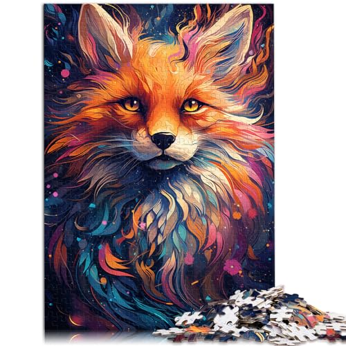 1000-teiliges Puzzle, farbenfrohes psychedelisches Fuchstier, für Erwachsene und Familien, Holzpuzzle, Denkspiel, Spielzeug, Größe: 50 x 75 cm von LXQING