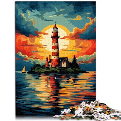 1000-teiliges Puzzle, ikonischer Leuchtturm, Holzpuzzle für Erwachsene für Teenager und Kinder, Puzzlegeschenke für Erwachsene, Größe: 50 x 75 cm von LXQING