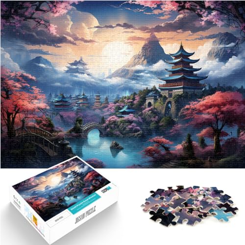 1000-teiliges Puzzle, japanische Fantasielandschaft, für Erwachsene und Kinder ab 12 Jahren, Holzpuzzle, Lernspiele für Erwachsene und Kinder, Größe: 50 x 75 cm von LXQING