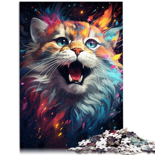 1000-teiliges Puzzle, süße Katze zum Ausmalen, für Erwachsene und Jugendliche ab 12 Jahren, Holzpuzzle, tolles Geschenk für Erwachsene, Größe: 50 x 75 cm von LXQING