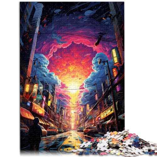 1000-teiliges Puzzle-Spielzeug, farbenfrohes und psychedelisches Tokio, für Erwachsene und Kinder, Holzpuzzle, Puzzle – anspruchsvolles Spiel, Größe: 50 x 75 cm von LXQING