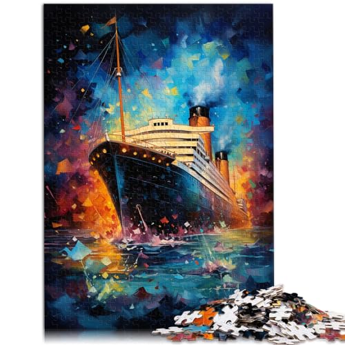 1000-teiliges Puzzle für Erwachsene, Die farbenfrohe Psychedelia der Titanic, für Erwachsene und Kinder ab 12 Jahren, Holzpuzzle, Familienpuzzlespiel, Größe: 50 x 75 cm von LXQING