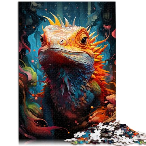 1000-teiliges Puzzle für Erwachsene, Eidechse zum Ausmalen, für Erwachsene, Familien oder Kinder, Holzpuzzle, Familienunterhaltungsspielzeug, Größe: 50 x 75 cm von LXQING