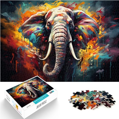 1000-teiliges Puzzle für Erwachsene, Fantasie-Elefant in Bunter Farbe, für Erwachsene und Kinder ab 12 Jahren, Holzpuzzle, Denkspiel, Spielzeug, Größe: 50 x 75 cm von LXQING