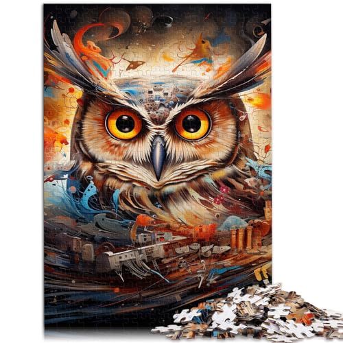 1000-teiliges Puzzle für Erwachsene, Fantasy-Art-Eule, geeignet für Erwachsene und Kinder über 12 Jahre, Holzpuzzle, Denkspiel, Größe: 50 x 75 cm von LXQING