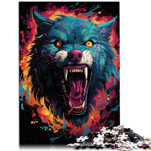 1000-teiliges Puzzle für Erwachsene, Farbgemälde, Wilder Wolf, geeignet für Erwachsene und Jugendliche ab 12 Jahren, Holzpuzzle, Denkspiel, Größe: 50 x 75 cm von LXQING