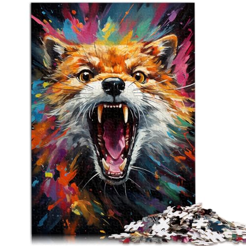 1000-teiliges Puzzle für Erwachsene, Fuchs zum Ausmalen, geeignet für Erwachsene und Jugendliche ab 12 Jahren, Holzpuzzle, anspruchsvolles Spiel, Größe: 50 x 75 cm von LXQING