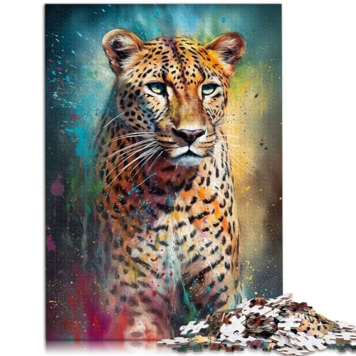 1000-teiliges Puzzle für Erwachsene, Gepardenmalerei, geeignet für Erwachsene, Holzpuzzle, Lernspiel, Herausforderungsspielzeug, Größe: 50 x 75 cm von LXQING