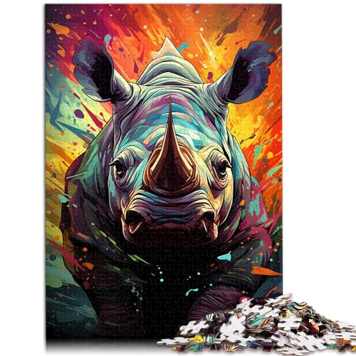 1000-teiliges Puzzle für Erwachsene, Nashorn zum Ausmalen, für Erwachsene und Kinder ab 12 Jahren, Holzpuzzle, tolles Geschenk für Erwachsene, Größe: 50 x 75 cm von LXQING