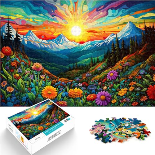 1000-teiliges Puzzle für Erwachsene, Puzzle-Geschenke, Bunte Blumen und Berge, Puzzles für 12-Jährige, Holzpuzzle, Puzzle-Spielzeug zur Heimdekoration, Größe: 50 x 75 cm von LXQING