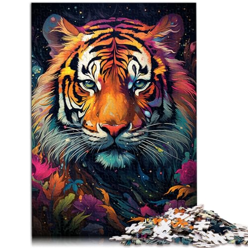 1000-teiliges Puzzle für Erwachsene, Sternenhimmel-Tiger, Holzpuzzle für Teenager und Kinder, Lernspiel, Herausforderungsspielzeug, Größe: 50 x 75 cm von LXQING