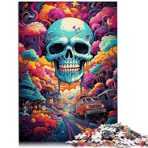 1000-teiliges Puzzle für Erwachsene, Totenkopf mit Farbmalerei, für Erwachsene und Kinder, Holzpuzzle, anspruchsvoll, Größe: 50 x 75 cm von LXQING