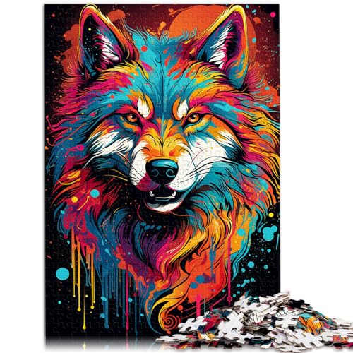 1000-teiliges Puzzle für Erwachsene, farbenfrohe Fantasy-Wolfskunst, Holzpuzzle als Geschenk für Erwachsene, Denkspiel, Spielzeug, Größe: 50 x 75 cm von LXQING