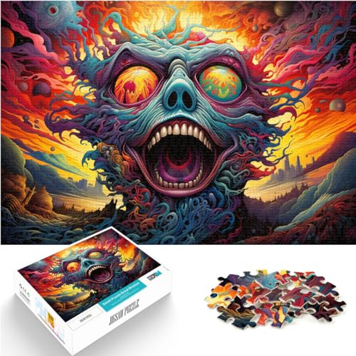 1000-teiliges Puzzle für Erwachsene, farbenfrohe psychedelische Monster der Welt, geeignet für Erwachsene und Kinder ab 12 Jahren, Holzpuzzle, Denkspiel, Größe: 50 x 75 cm von LXQING